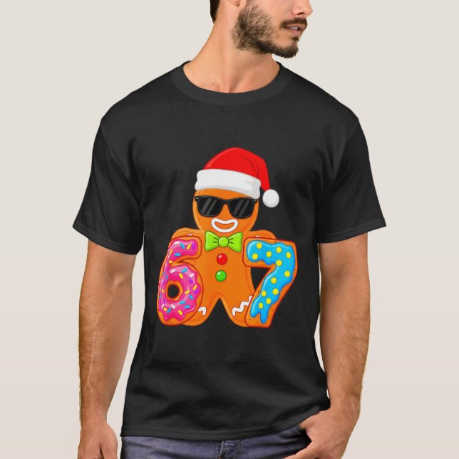 Funny Gingerbread Six Seven 67 Ice Cream Drip Chri T Shirt (Framsida)