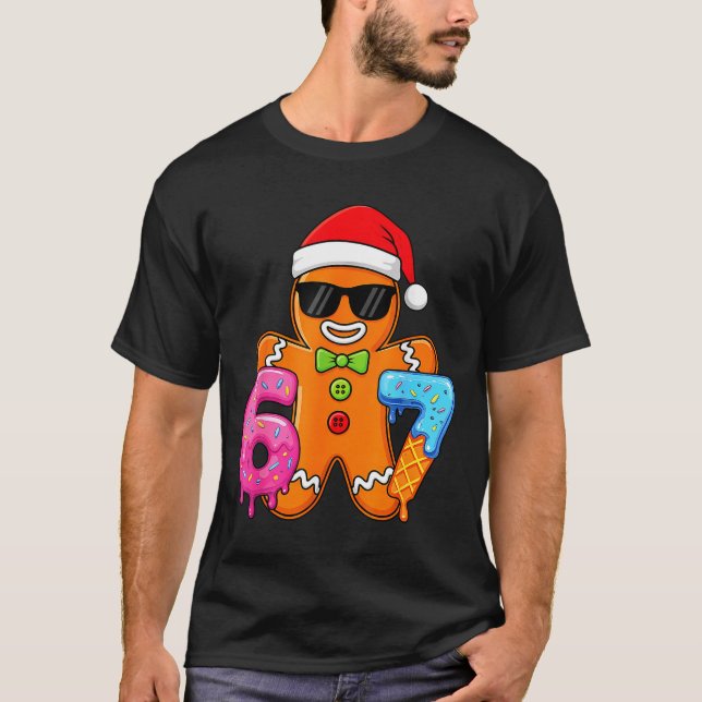 Funny Gingerbread Six Seven 67 Ice Cream Drip Chri T Shirt (Framsida)