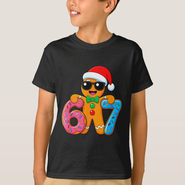 Funny Gingerbread Six Seven 67 Ice Cream Drip Chri T Shirt (Framsida)