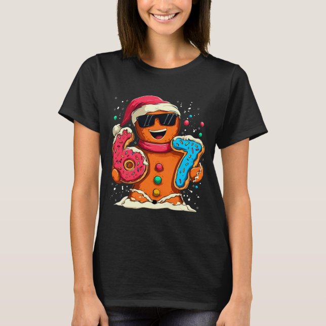 Funny Gingerbread Six Seven 67 Ice Cream Drip Chri T Shirt (Framsida)