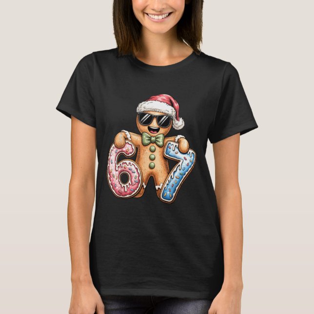Funny Gingerbread Six Seven 67 Ice Cream Drip Chri T Shirt (Framsida)