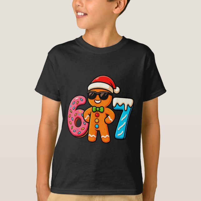 Funny Gingerbread Six Seven 67 Ice Cream Drip Chri T Shirt (Framsida)