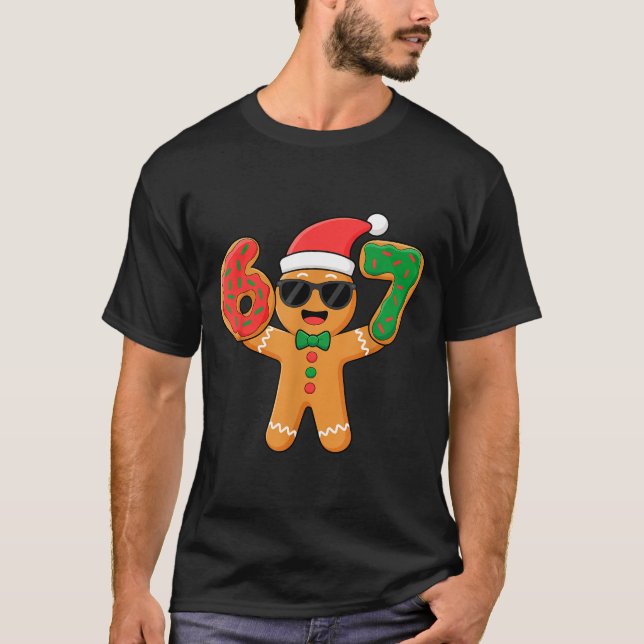 Funny Gingerbread Six Seven 67 Ice Cream Drip Chri T Shirt (Framsida)