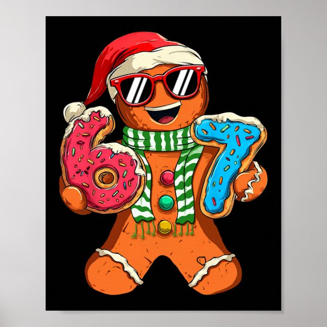Funny Gingerbread Six Seven 67 Meme Ice Cream Chri Poster (Framsidan)