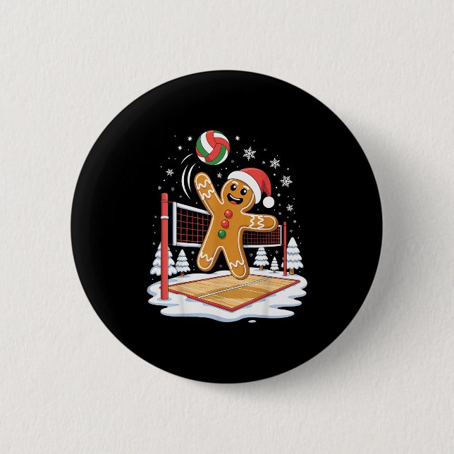 Funny Gingerbread Volleyball Player Christmas  Knapp (Framsida)