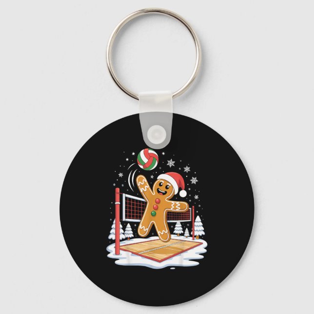 Funny Gingerbread Volleyball Player Christmas  Nyckelring (Framsida)