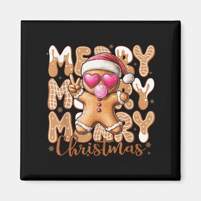 Funny Gingerbröd Cookie Fredstecken Merry Merry Ch Magnet (Framsidan)