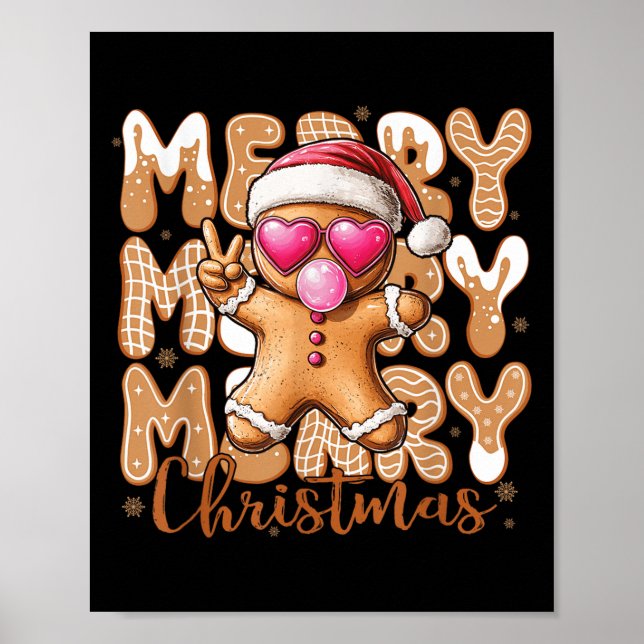 Funny Gingerbröd Cookie Fredstecken Merry Merry Ch Poster (Framsidan)