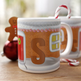 Funny Gingerbröd House Monogrammed Jumbo Mugg
