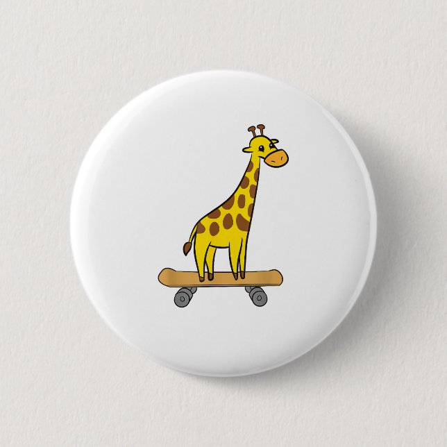 Funny Giraffe Älskare Giraffe Skateboard Knapp (Framsida)