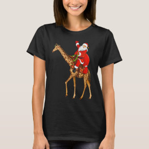 Funny Giraffe Älskare Santa Riding Giraffe jul T Shirt