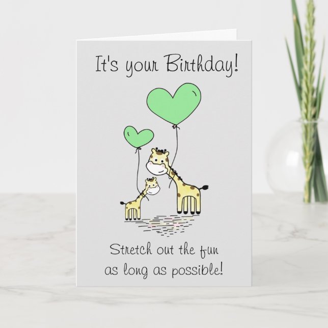Funny Giraffe Animal Birthday Kort (Framsida)
