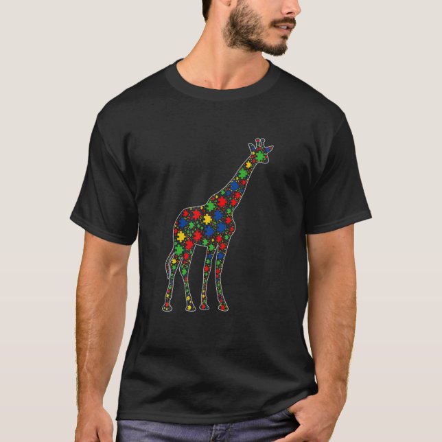 Funny Giraffe Animals Puzzle Biet Autism Awarene T Shirt (Framsida)