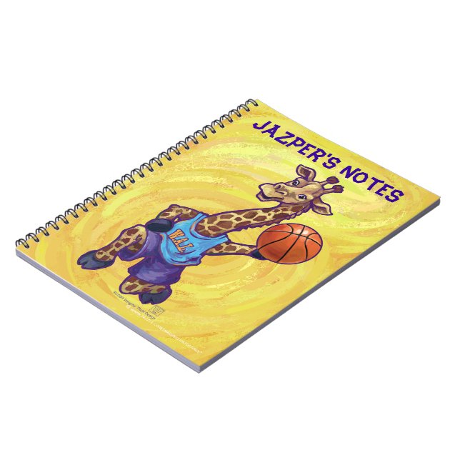 Funny Giraffe Basketball Player Anteckningsbok (Vänstra Sidan)