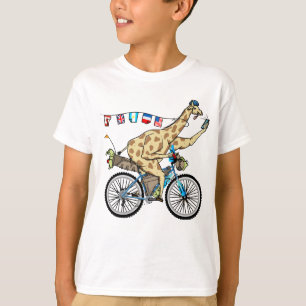 Funny giraffe bikeback t shirt