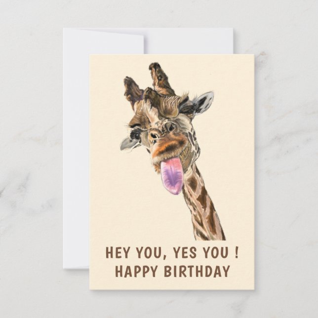 Funny Giraffe Birthday Card - Anpassningsbar Text (Framsida)
