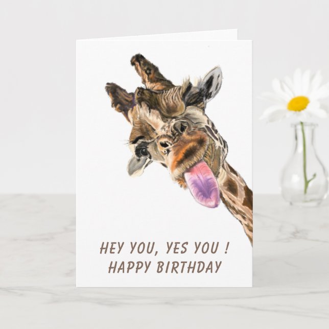 Funny Giraffe Birthday Card - Anpassningsbar Text Kort (Liten växt)