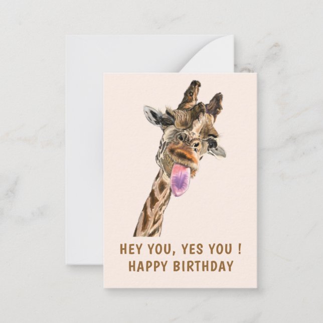 Funny Giraffe Birthday Card Anteckningskort (Framsida)