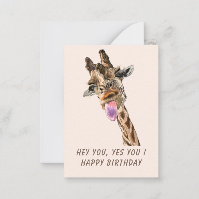 Funny Giraffe Birthday Card Anteckningskort (Framsida)