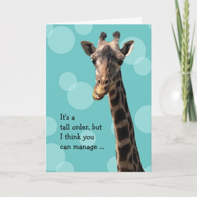 Funny Giraffe Birthday Card Kort (Framsida)