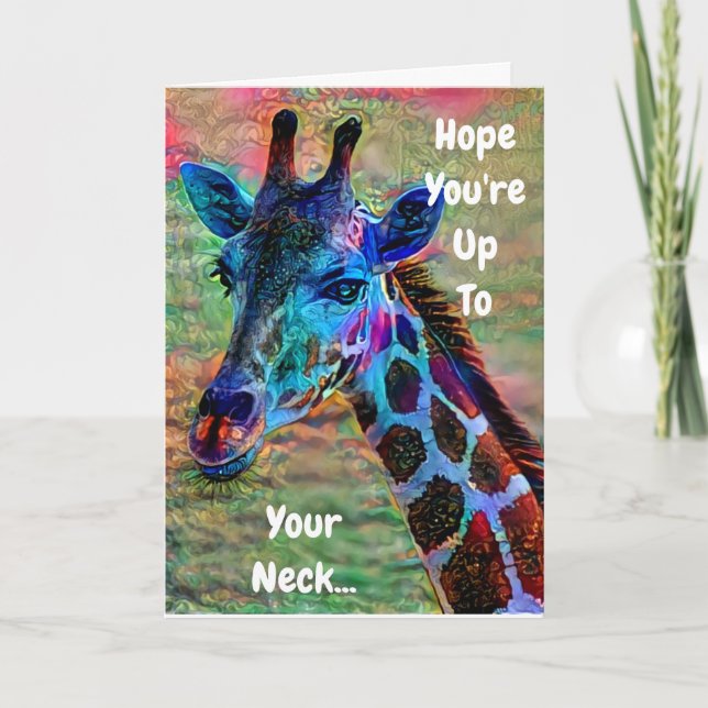 Funny Giraffe Birthday Card Kort (Framsida)