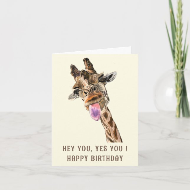 Funny Giraffe Birthday Card Kort (Framsida)