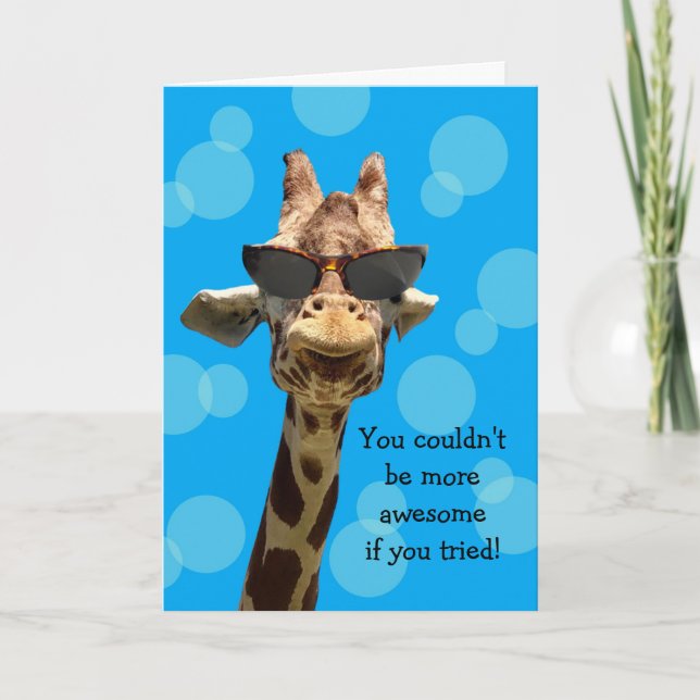 Funny Giraffe Birthday Card Kort (Framsida)