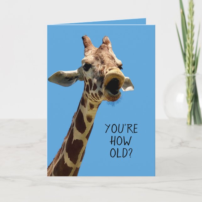 Funny Giraffe Birthday Card Kort (Framsida)