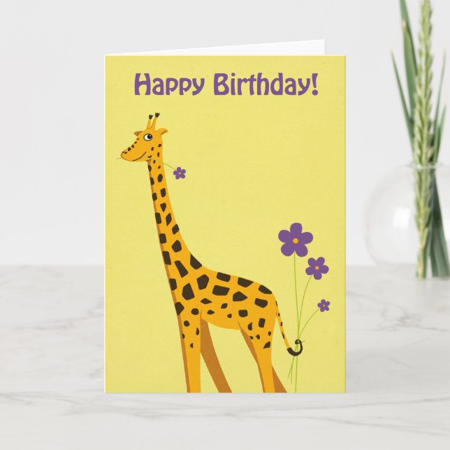 Funny Giraffe Birthday Kort (Framsida)
