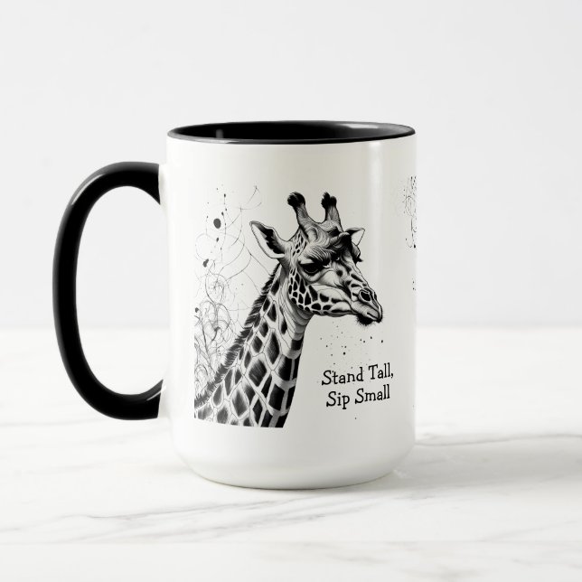 Funny Giraffe Black White Bläck Personlig Mugg (Vänster)