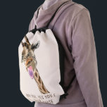 Funny Giraffe Drawstring Bag Smile - Anpassningsba Gympapåse<br><div class="desc">Lustigt med Lycklig Giraffe Tunga Out and Playful Wink Tecknad Teckning Smile Text - Anpassade - eller Add Your Unique Text - Färg Ditt favoritdokument Bag och Text Färg / Typsnitt / Storlek - Gör din Speciella gåva - Ändra storlek och flytta eller ta bort och lägg till inslag /...</div>