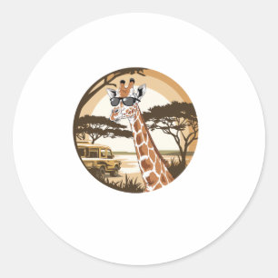 Funny Giraffe Family Sunglasses Zoo Afrika Runt Klistermärke