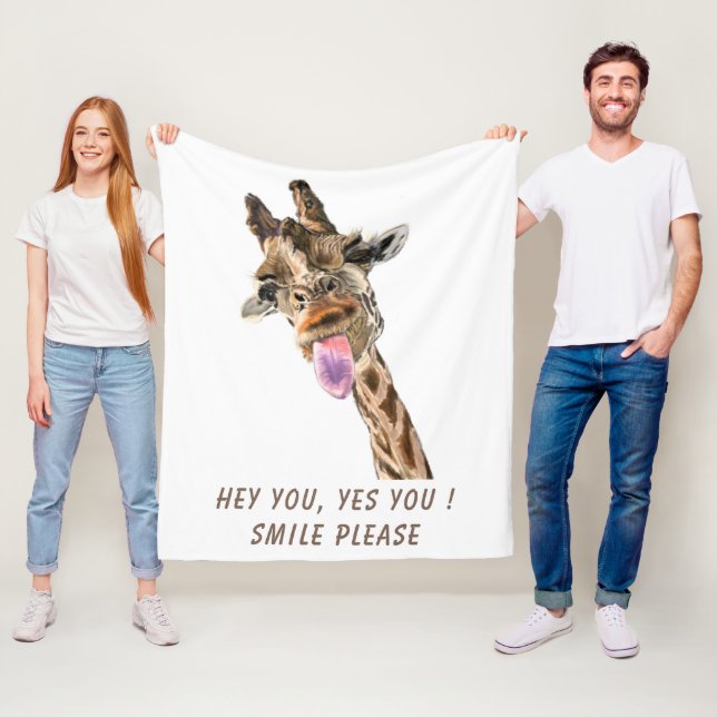 Funny Giraffe Fleece Blanket (På plats)