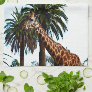 Funny Giraffe Ge A Raspberry Kökshandduk