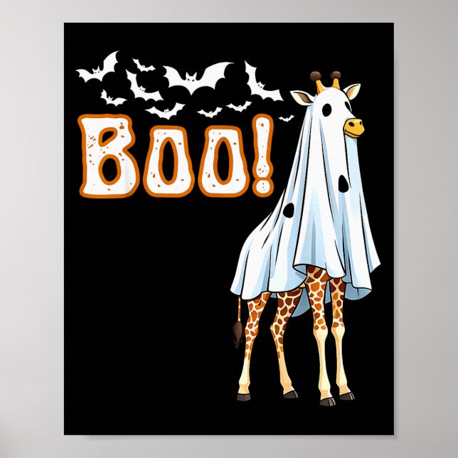 Funny Giraffe Ghost Boo Shirt Cute Animal Hallowee Poster (Framsidan)