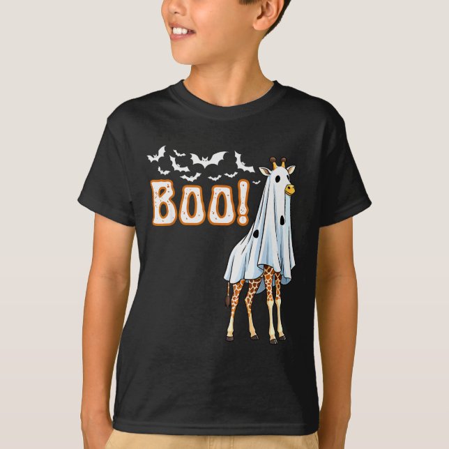 Funny Giraffe Ghost Boo Shirt Cute Animal Hallowee T Shirt (Framsida)