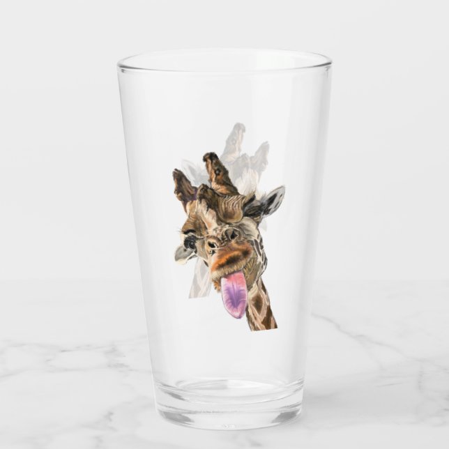 Funny Giraffe Glass Glaskopp (Baksida)