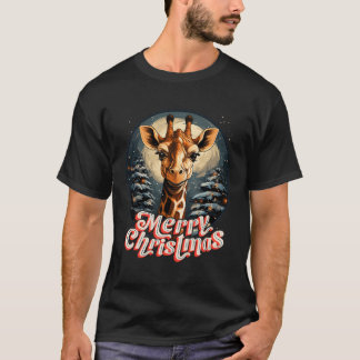 Funny Giraffe God jul Träd Cute Giraffe Lo T Shirt