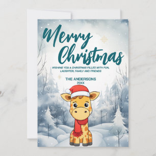 Funny Giraffe God jul träd snö Julfest Julkort