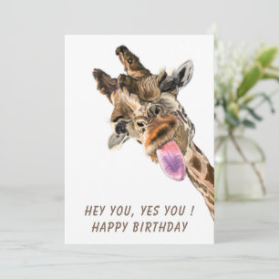 Funny Giraffe Grattis på födelsedagen-kort - sjömi