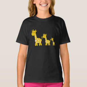 Funny Giraffe gult flora retro mönster T Shirt
