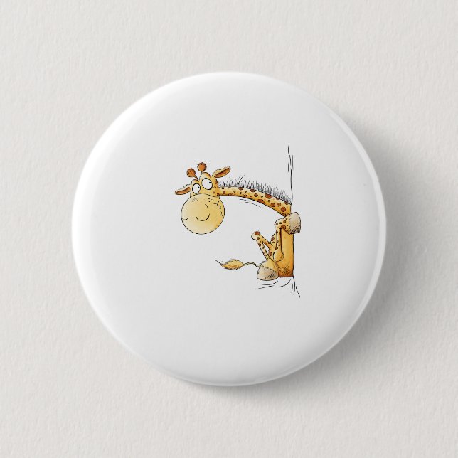 Funny Giraffe I Cute Tecknad Vild Animal Lover Rol Knapp (Framsida)