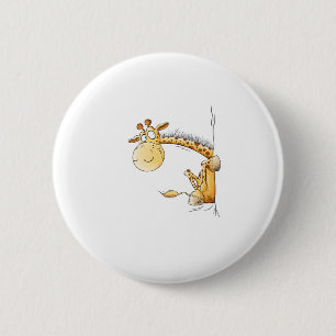 Funny Giraffe I Cute Tecknad Vild Animal Lover Rol Knapp