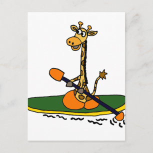 Funny Giraffe i Kayak Vykort