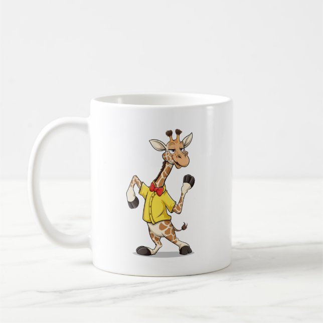 Funny Giraffe Illustration Kaffemugg (Vänster)