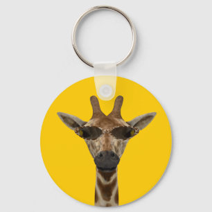 Funny Giraffe Incognito med Trendig solglasögon Nyckelring