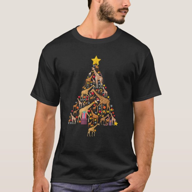 Funny Giraffe Julgran Zookeeper Julafton Kvinnor T Shirt (Framsida)