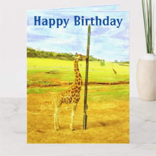 Funny Giraffe Jumbo Watercolor Birthday Card Kort