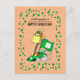 Funny Giraffe Kraft Papper St. Patrick's Day Vykort