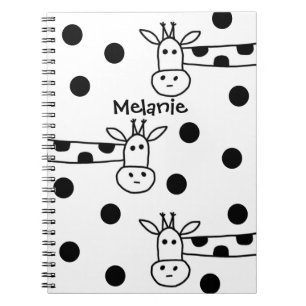 Funny Giraffe Line Teckning and Dots Personlig Anteckningsbok